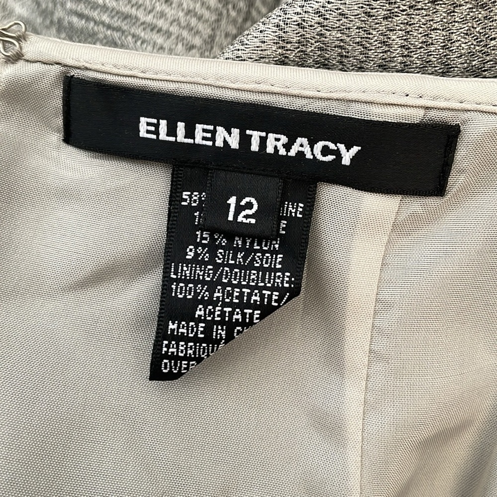 Ellen Tracy Silver Gray Pattern Pencil Skirt - image 5